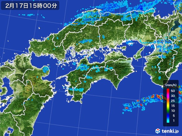 四国地方の雨雲レーダー(2017年02月17日)