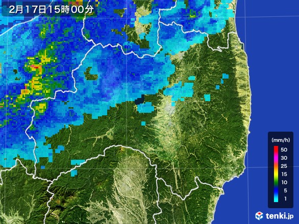 福島県の雨雲レーダー(2017年02月17日)