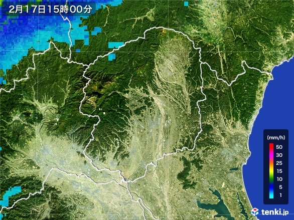 栃木県の雨雲レーダー(2017年02月17日)