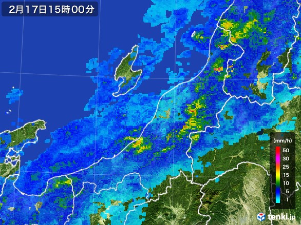 新潟県の雨雲レーダー(2017年02月17日)
