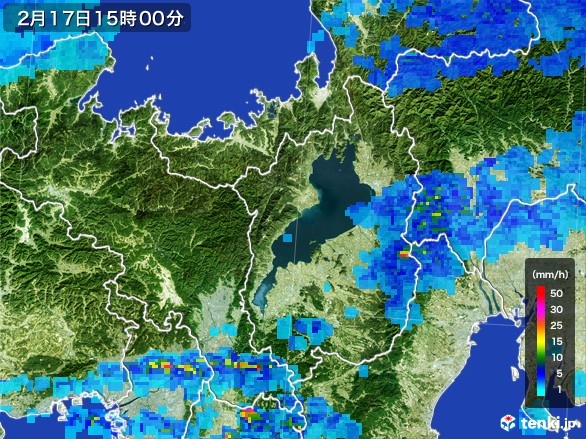 滋賀県の雨雲レーダー(2017年02月17日)