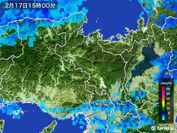 京都府の雨雲レーダー(2017年02月17日)