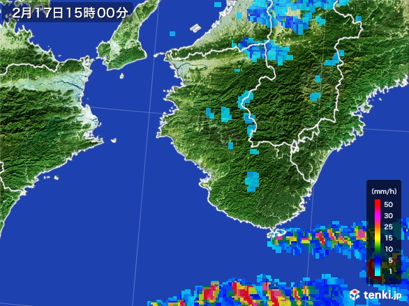 和歌山県の雨雲レーダー(2017年02月17日)