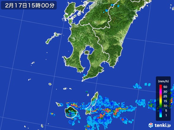 鹿児島県の雨雲レーダー(2017年02月17日)