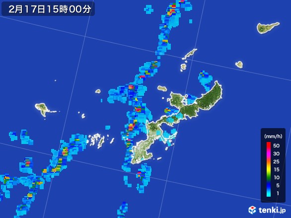 沖縄県の雨雲レーダー(2017年02月17日)