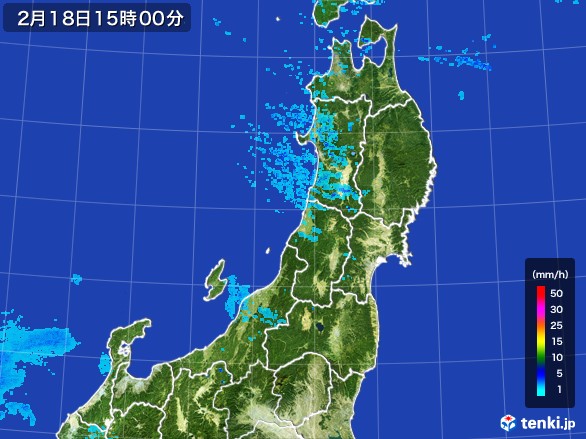 東北地方の雨雲レーダー(2017年02月18日)