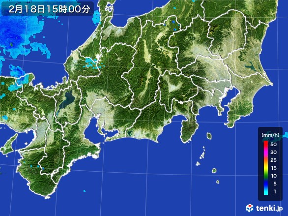 東海地方の雨雲レーダー(2017年02月18日)