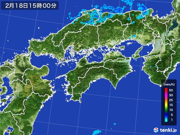 四国地方の雨雲レーダー(2017年02月18日)