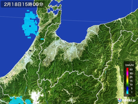 富山県の雨雲レーダー(2017年02月18日)