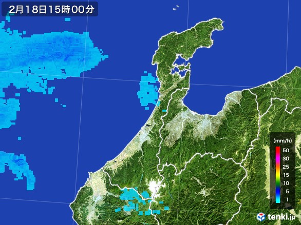 石川県の雨雲レーダー(2017年02月18日)