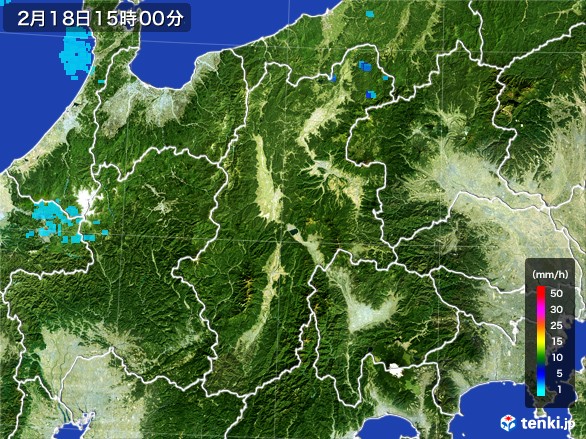 長野県の雨雲レーダー(2017年02月18日)