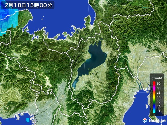 滋賀県の雨雲レーダー(2017年02月18日)