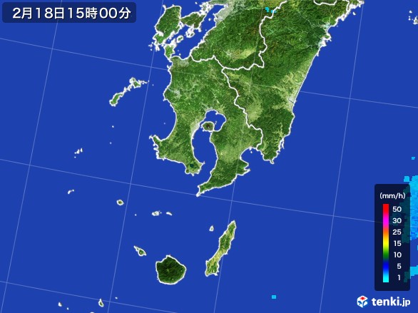 鹿児島県の雨雲レーダー(2017年02月18日)