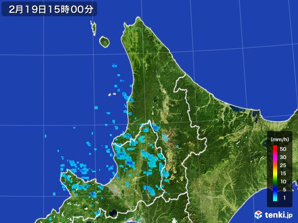 道北の雨雲レーダー(2017年02月19日)