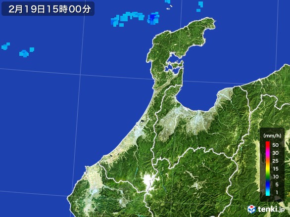 石川県の雨雲レーダー(2017年02月19日)