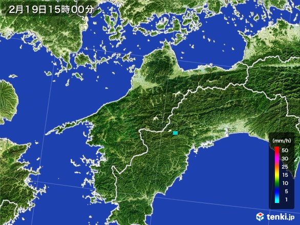 愛媛県の雨雲レーダー(2017年02月19日)