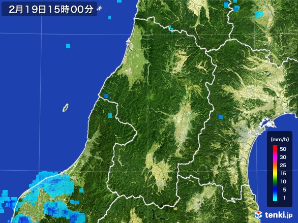 山形県の雨雲レーダー(2017年02月19日)