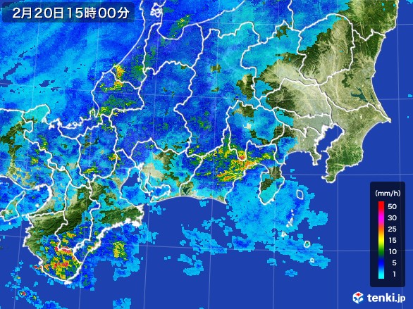 東海地方の雨雲レーダー(2017年02月20日)