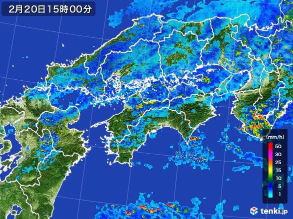 四国地方の雨雲レーダー(2017年02月20日)