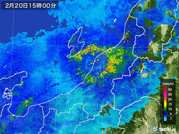 新潟県の雨雲レーダー(2017年02月20日)