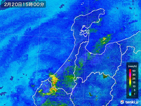 石川県の雨雲レーダー(2017年02月20日)