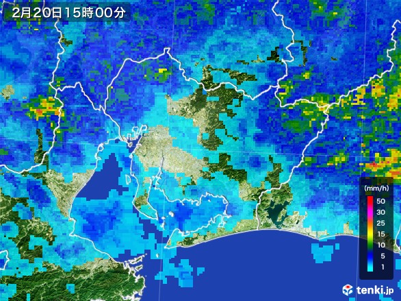 愛知県の雨雲レーダー(2017年02月20日)