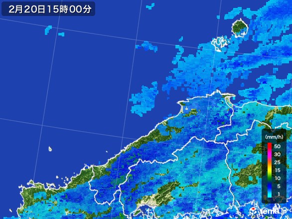 島根県の雨雲レーダー(2017年02月20日)