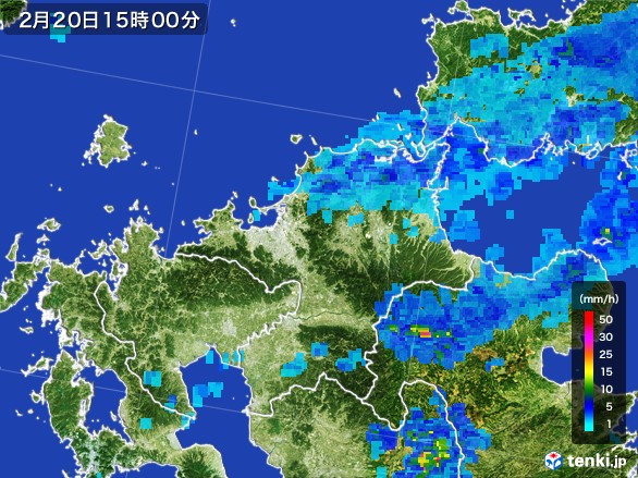 福岡県の雨雲レーダー(2017年02月20日)