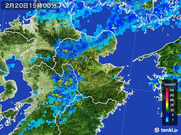 大分県の雨雲レーダー(2017年02月20日)