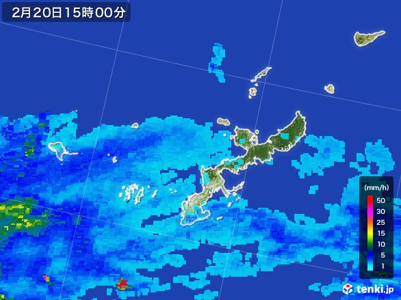 沖縄県の雨雲レーダー(2017年02月20日)