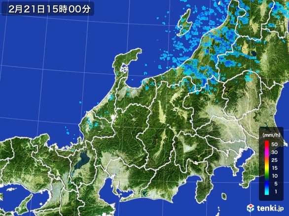 北陸地方の雨雲レーダー(2017年02月21日)