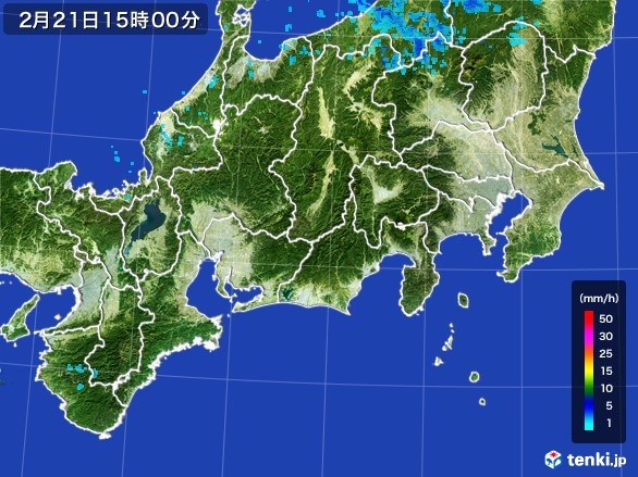 東海地方の雨雲レーダー(2017年02月21日)