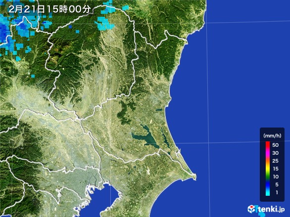 茨城県の雨雲レーダー(2017年02月21日)