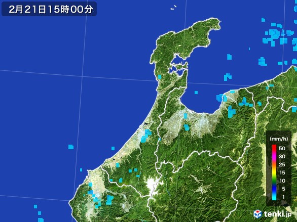 石川県の雨雲レーダー(2017年02月21日)