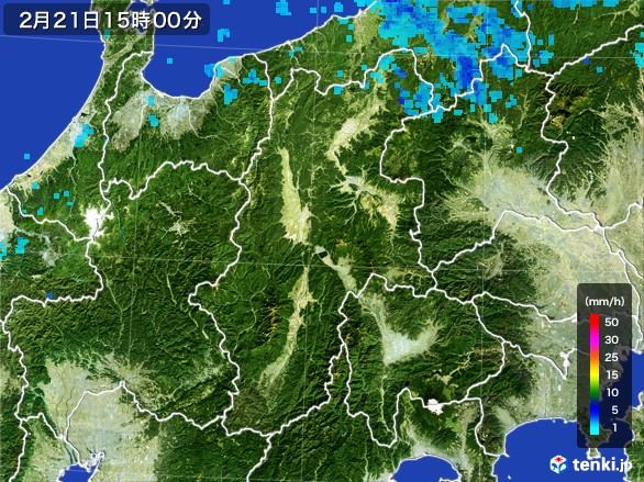 長野県の雨雲レーダー(2017年02月21日)