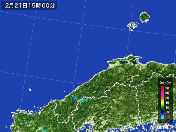 島根県の雨雲レーダー(2017年02月21日)