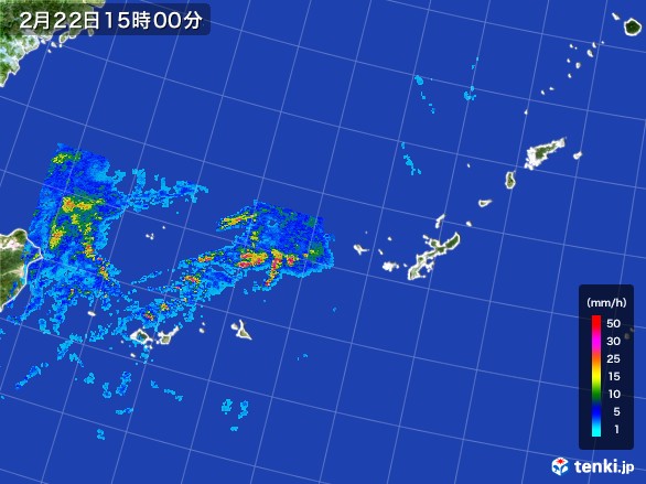 沖縄地方の雨雲レーダー(2017年02月22日)