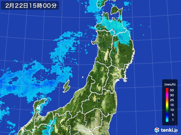 東北地方の雨雲レーダー(2017年02月22日)
