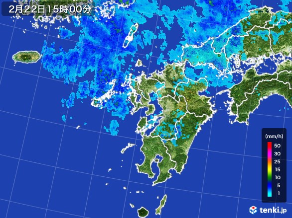 九州地方の雨雲レーダー(2017年02月22日)