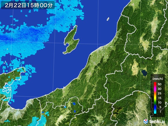 新潟県の雨雲レーダー(2017年02月22日)