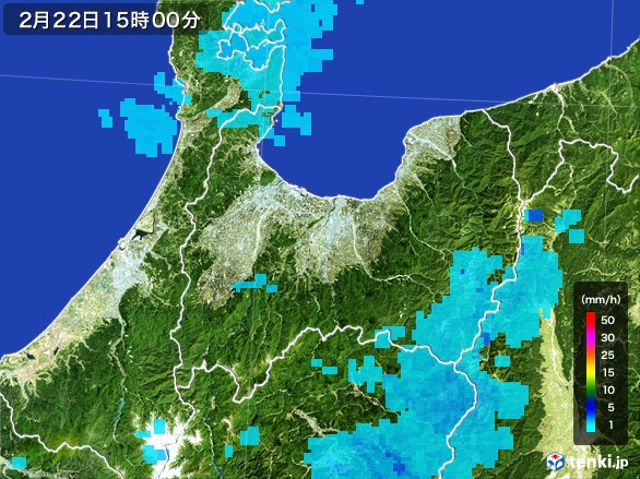 富山県の雨雲レーダー(2017年02月22日)