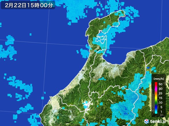 石川県の雨雲レーダー(2017年02月22日)