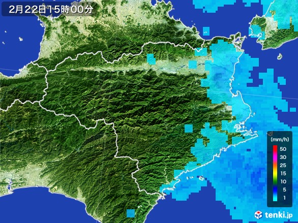 徳島県の雨雲レーダー(2017年02月22日)