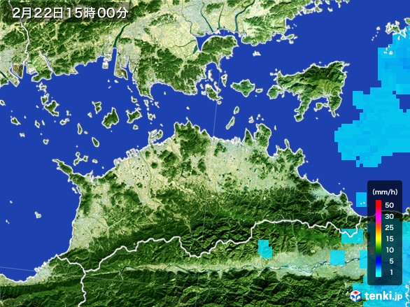 香川県の雨雲レーダー(2017年02月22日)