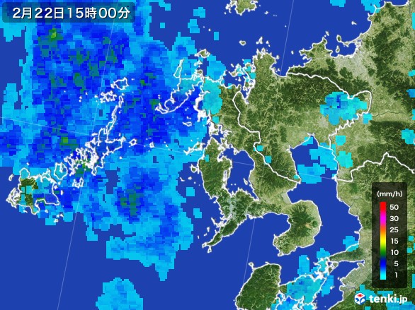 長崎県の雨雲レーダー(2017年02月22日)