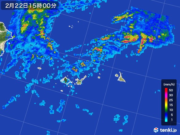 宮古・石垣・与那国(沖縄県)の雨雲レーダー(2017年02月22日)