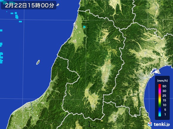 山形県の雨雲レーダー(2017年02月22日)
