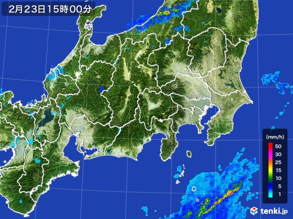 関東・甲信地方の雨雲レーダー(2017年02月23日)
