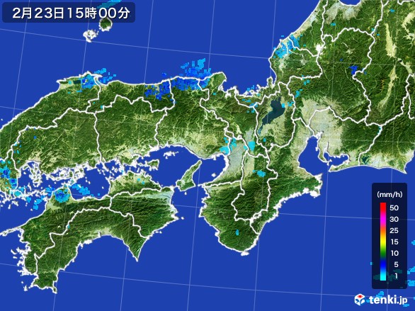近畿地方の雨雲レーダー(2017年02月23日)