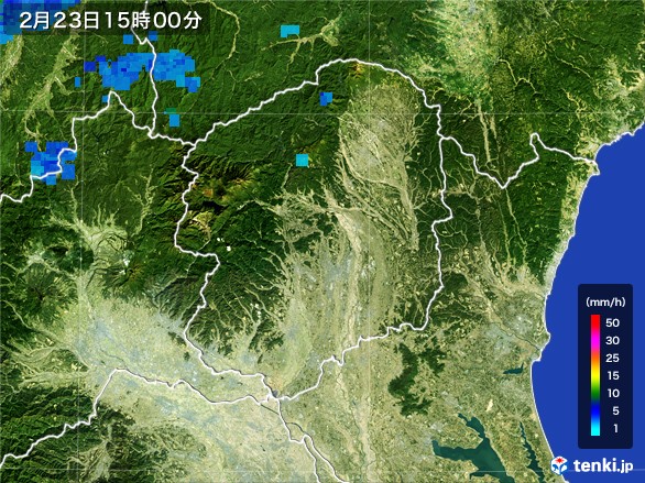 栃木県の雨雲レーダー(2017年02月23日)